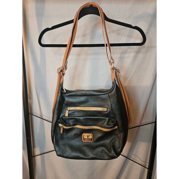 Valentina Handbags - Valentina Black & Brown Pebbled Leather Shoulder Bag